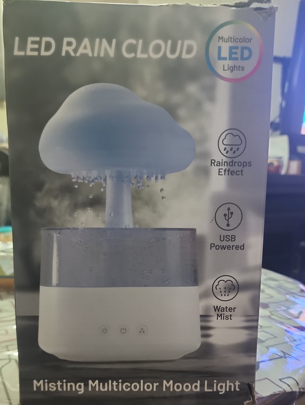 LED Rain Cloud Misting Multicolor Mood Light - White